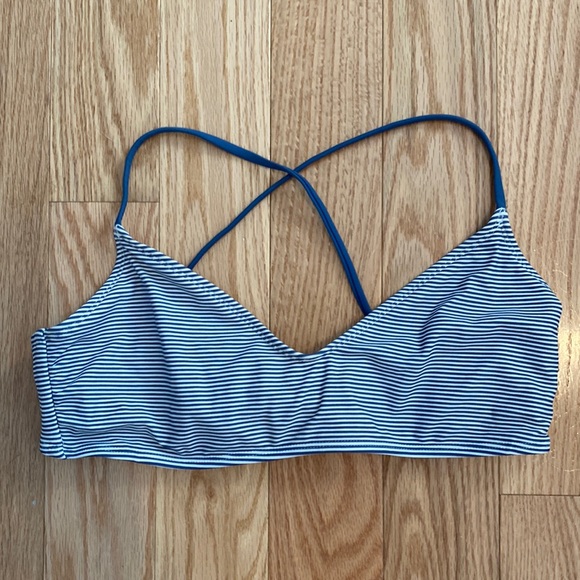 Blue and white tie back bikini top - size L - Picture 1 of 3